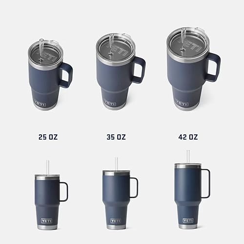 Miniatura 8 de YETI Rambler - Vaso de viaje con asa y tapa con pajilla, de 42 onzas, con aislamiento al vacío con asa, acero inoxidable, violeta ultramarino