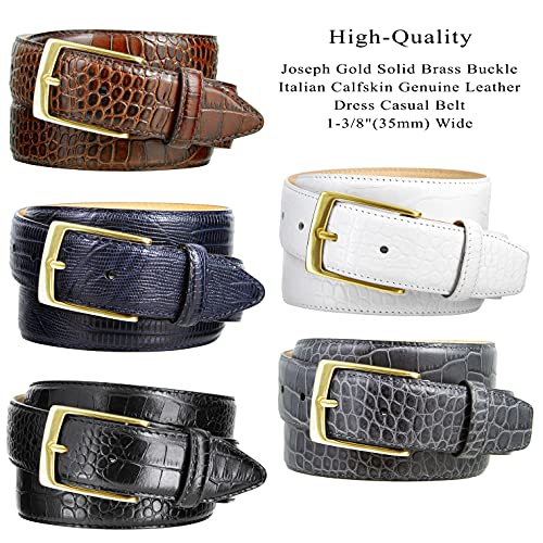 AE354 / A274 Genuine Full-Grain Cowhide Leather Dress Belt Gold Buckle 1-3/8''(35mm) Wide, 1"(25mm) Wide2