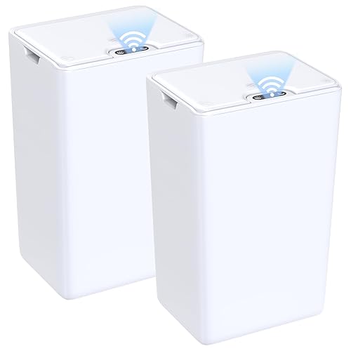 Miniatura 39 de Paquete de 2 cubos de basura pequeños para baño con tapa, 4 galones, sin contacto, automático, delgado, impermeable, sensor de movimiento, cubo