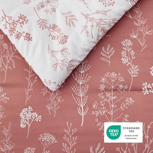 Image of Bedsure King Comforter Set - Pink Clay Bed Set, 3 Pieces Cute Floral Bedding, 1 Soft Reversible Botanical Flowers Comforter and 2 Pillow Shams