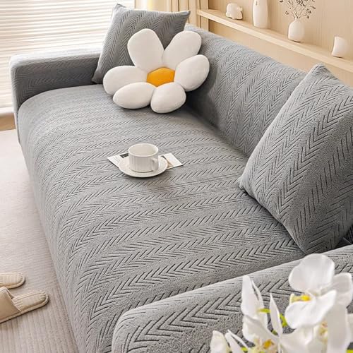 ストレッチ ソファカバー 3人掛け ベルベットソファカバー 滑り止めストラップ付き スリーブ ソフト 家具プロテクター 洗濯可能 ラブシート ペット用 犬 猫 E 1-Seater-(90-140cm)