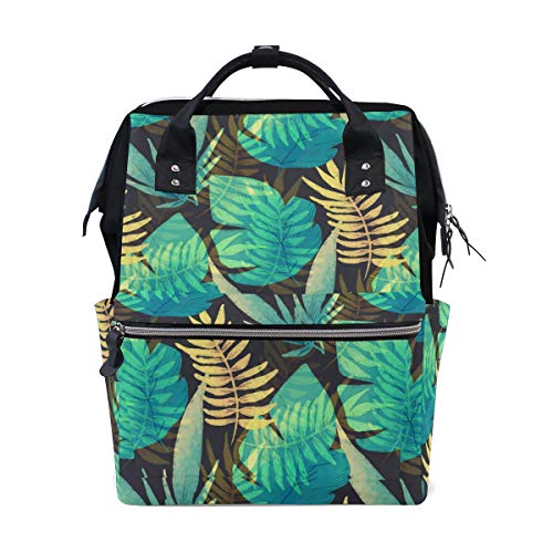 Blue Leave Bag Mochila de gran capacidad, bolsa de viaje multifunción para mujeres