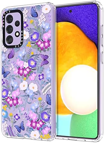 MOSNOVO Galaxy A52 Case, Black White Tulips Floral Women Girls Clear Design Transparent Plastic Hard Back Case with TPU Bumper Protective Case Cover for Samsung Galaxy A52s