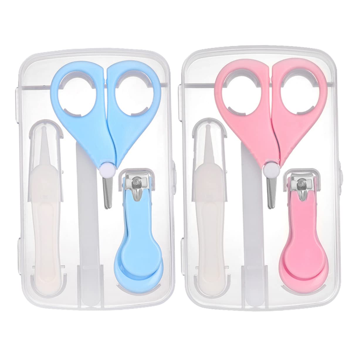 ORFOFE Infant Nail Care Kit 2 Sets Nail Clipper Set Scissors Tweezers Storage Case Baby Grooming