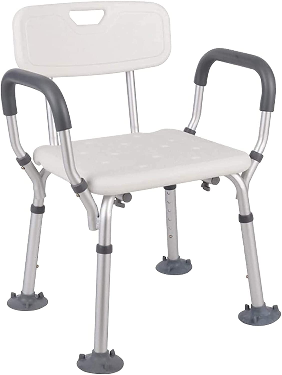 Asiento de Ducha, Silla de Ducha con Brazos y Respaldo, Taburete de Ducha de baño, elevadores de baño de Seguridad Antideslizantes, Peso de Carga de 150 kg, ayudas de Ducha ajustab