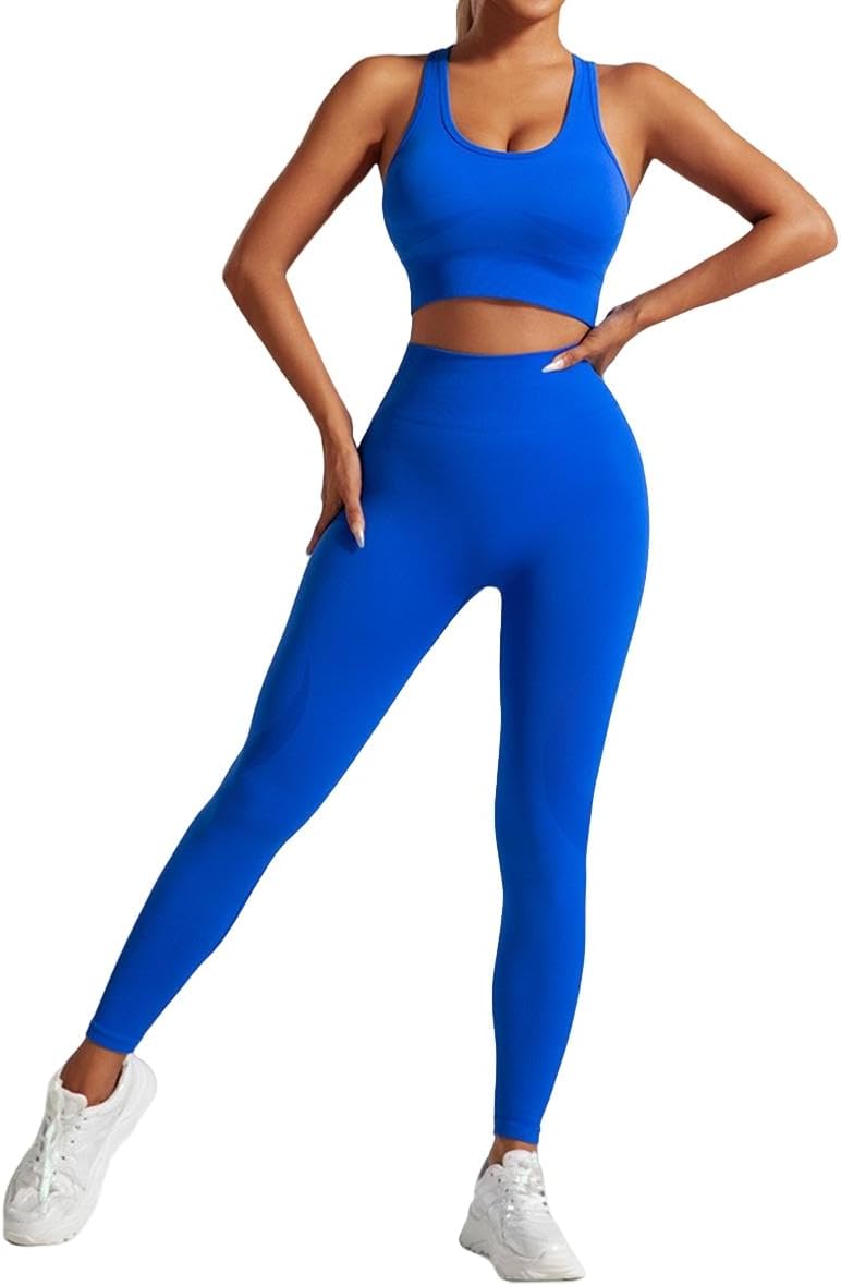 SJBSJB 2 Piece Workout Sets for Women Sports Bras and High Waisted Leggings Yoga Outfits Set for Women