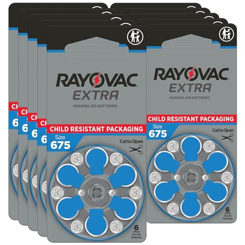 Rayovac® Extra hearing aid batteries size 675. Long-lasting mercury-free zinc-air hearing aid batteries - 1.45v. (60 batteries)