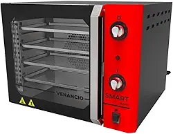 Forno Turbo Convector Elétrico Smart Basic 4 Esteiras Preto e Painel Vermelho FCSB4E - Venâncio 220V