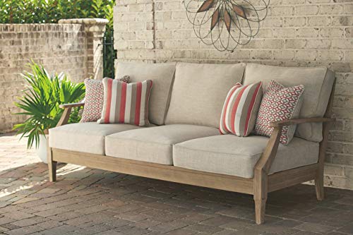 Clare View Sofa with Cushion - Eucalyptus Wood Frame - Beige