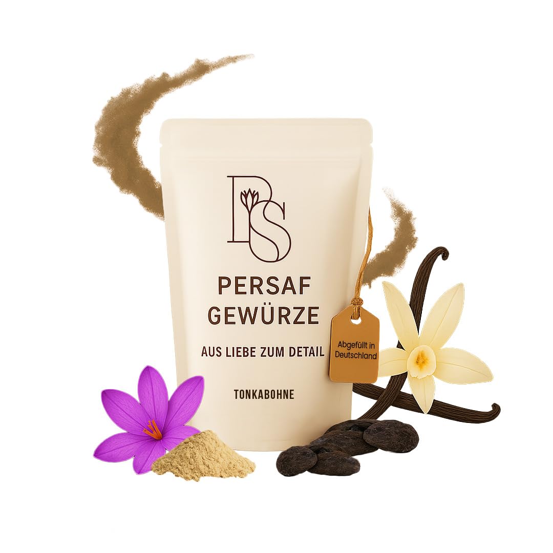 PerSaf Tonkabohne gemahlen 1 kg - 100% reine Tonka - intensives Vanille und Mandelaroma - für Backen Desserts Eis Schokolade und Gebäck - ohne Zusatzstoffe