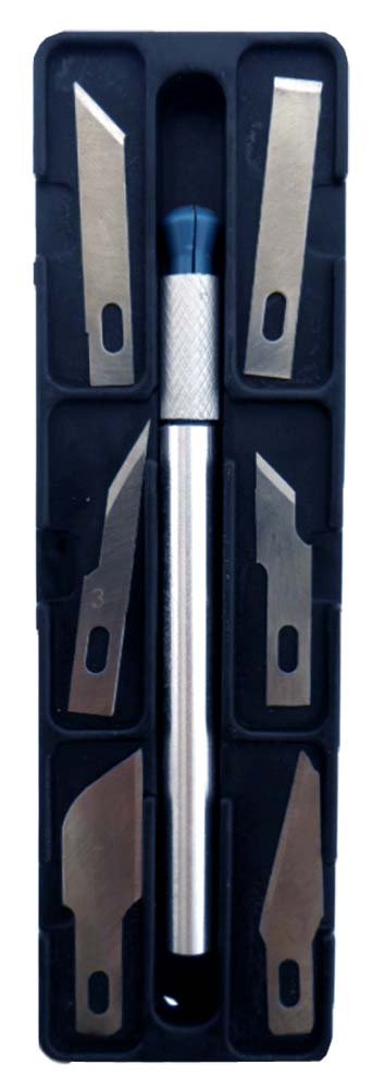 GRID 7 Piece Hobby Knife Set | 6 Varied Razor-Sharp Blades & Ergonomic 3.5" (8.9 cm) Handle | Perfect Crafters' Companion