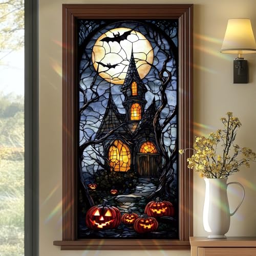 Película para ventana estilo vitral casa embrujada Halloween 17.71x39.97 pulg miniatura 1