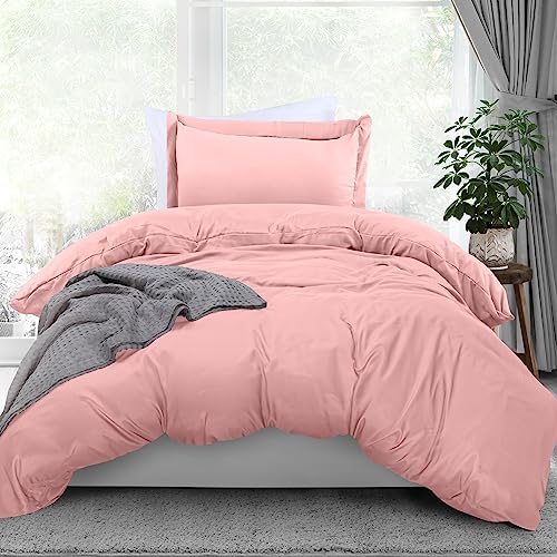Utopia Bedding Duvet Cover Twin Size - 2 Piece with Zipper Closure - 1 Comforter Cover 68X90 Inches & 1 Pillow Sham 20X26 Inches (Pink) Comforter Not Included