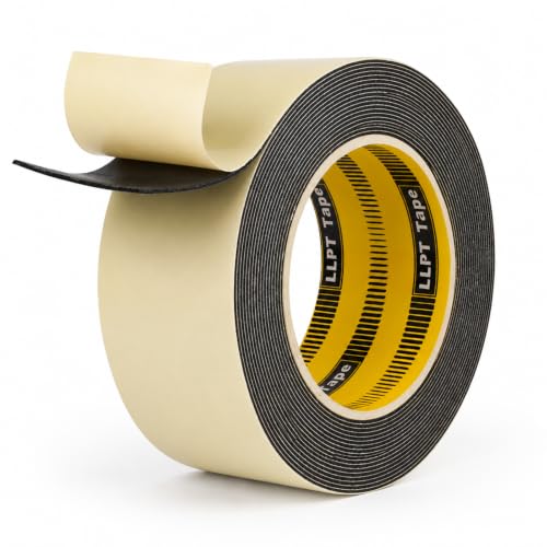 Image of LLPT Double Sided Foam Tape 2 inch x 18 Ft Black | Heavy Duty, Strong Bonding, Waterproof, Weather Resistant for Banners Posters Alarm Sensors LED Strips and Home Office Decor