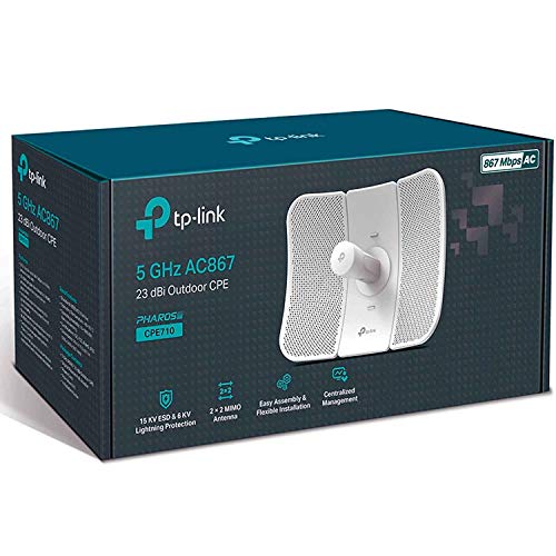 Image of TP-Link CPE710 5GHz AC867 Long-Range Gigabit Outdoor CPE for PtP and PtMP Transmission - 23dBi, Passive Powered, Free Injector, Pharos Control