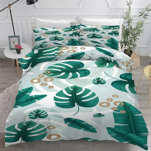 Housse de couette 200x200 vert feuille de tortue microfibre