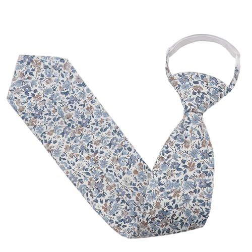 Boys Ties, Pre-tied Floral Solid Cotton Clip on Tie, Adjustable Kids Necktie for Uniforms Wedding School