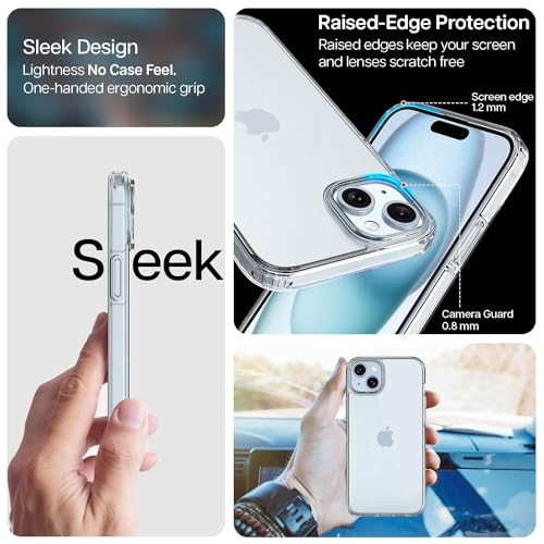 Image of KAPAVER Back Cover Case Compatible with iPhone 15 Plus (TPU+PC) (2 Clear TG + 1 Impulse Clear)