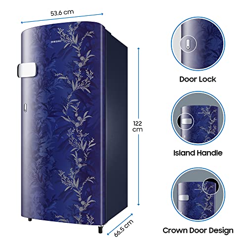 Image of Samsung 192 L 2 Star Direct Cool Single Door Refrigerator Appliance (RR19A2Y2B6U /NL, Mystic Overlay Blue)