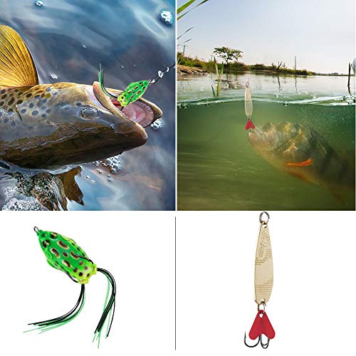 XDeer Fishing Lures Kit Set for Bass Including Trout,Salmon,Including Spoon Lures,Soft Plastic Worms, CrankBait,Jigs,Topwater Lures and Other Saltwater Freshwater Lures (with Free Tackle Box) - Thumbnail 4