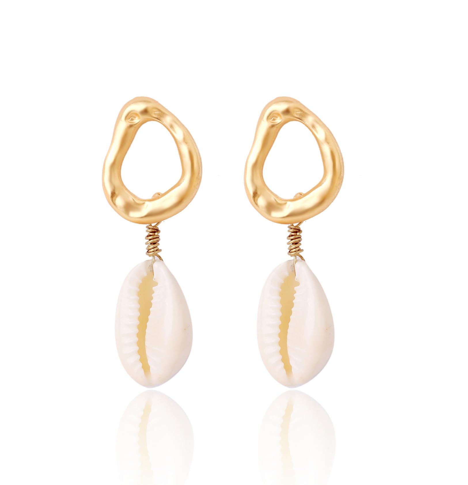 ALRNBY Gold Shell Earrings for Women Dainty Stud Earrings Seashell Drop Dangle Earrings Trendy Jewelry for Women Spiral Earrings Hypoallergenic