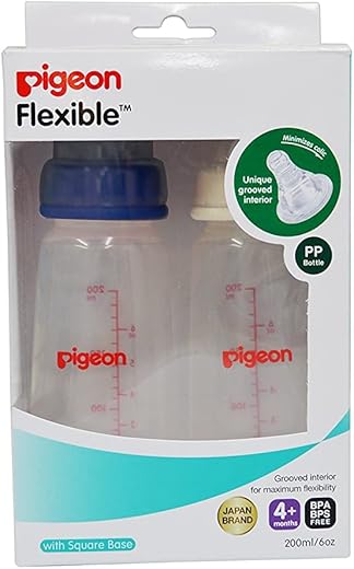 Pigeon Peristaltic Nursing Bottle Twin Pack (Blue/White) - 200 ml