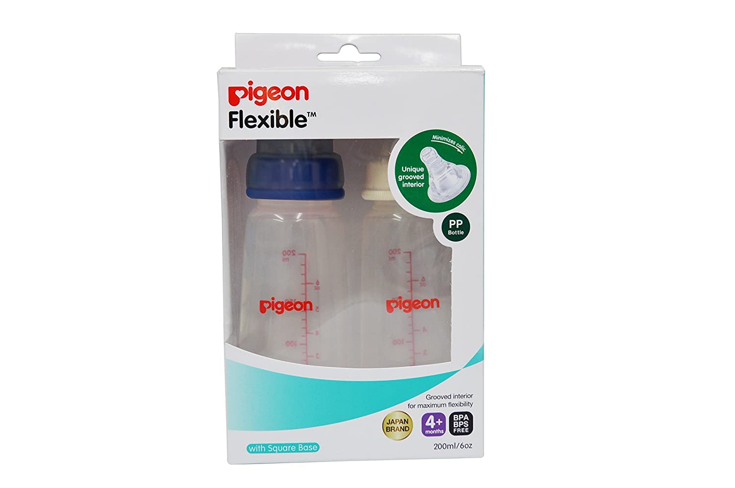 Pigeon Peristaltic Nursing Bottle Twin Pack (Blue/White) - 200 ml