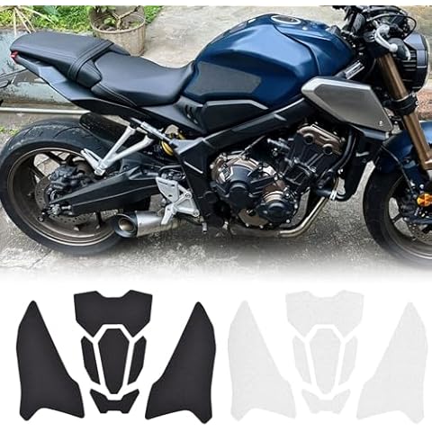 Midimttop Motorcycle Side Fuel Tank Pads Protector Stickers Decal Gas Knee Grip Traction Pad compatible for HO&N&DA CB650R/CBR650R Accessories 2019-2024 (Black with LOGO) Cover