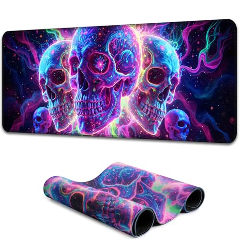 Tapis de souris motif tête de mort XXL réactif aux UV