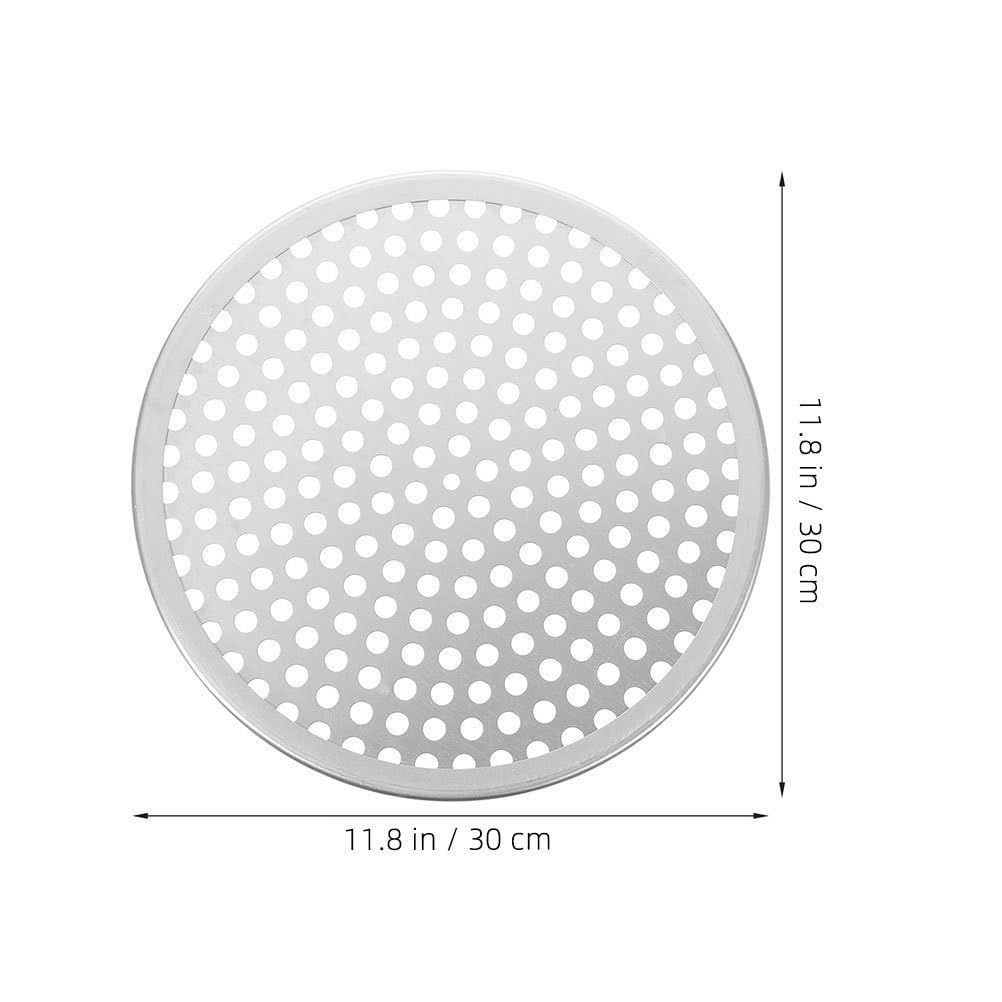 BESTonZON Pizza Pan with Hole, 12inch Aluminium Alloy Pizza Screen Baking Pan Mesh Pizza Tray Nonstick Round Crisper Tray Baking and Serving Sheet for Oven Home Restaurant