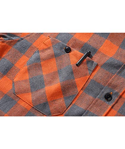 Zity ZT-HPS-ORANGE-L Men'S Flannel Hoodie Shirts Casual Button Down Plaid Shirt Jackets thumb #3