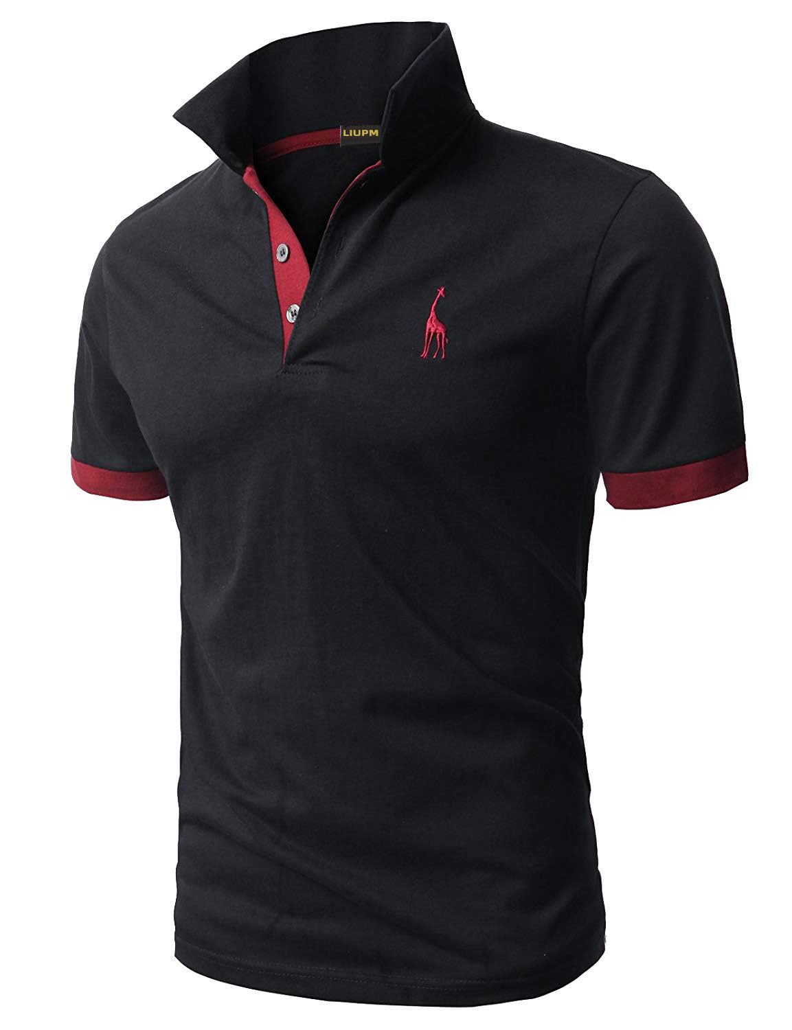 LIUPMWE Polo Uomo Manica Corta Ricamo Giraffa Cotone Moda Comodo vestibilità Slim Golf Poloshirt Sportive Shirt