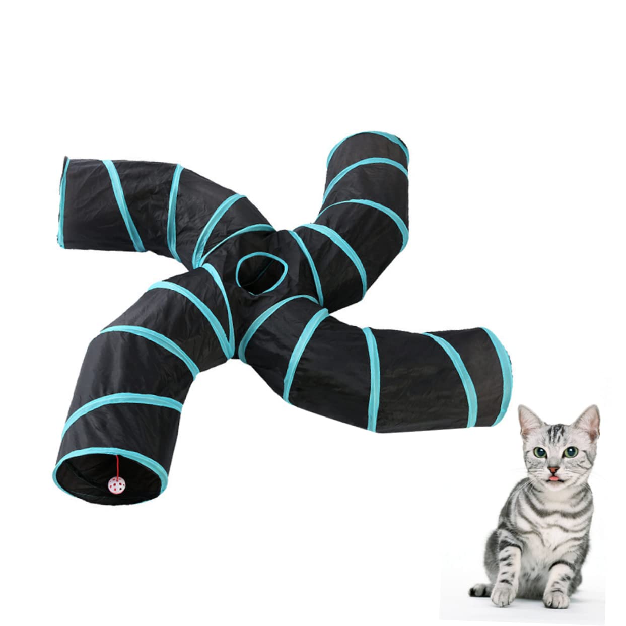 HEMOTON Tunnel de Jeu pour Chat Tunnel Pliable S Chemins pour Amusement Accessoire de Jeu