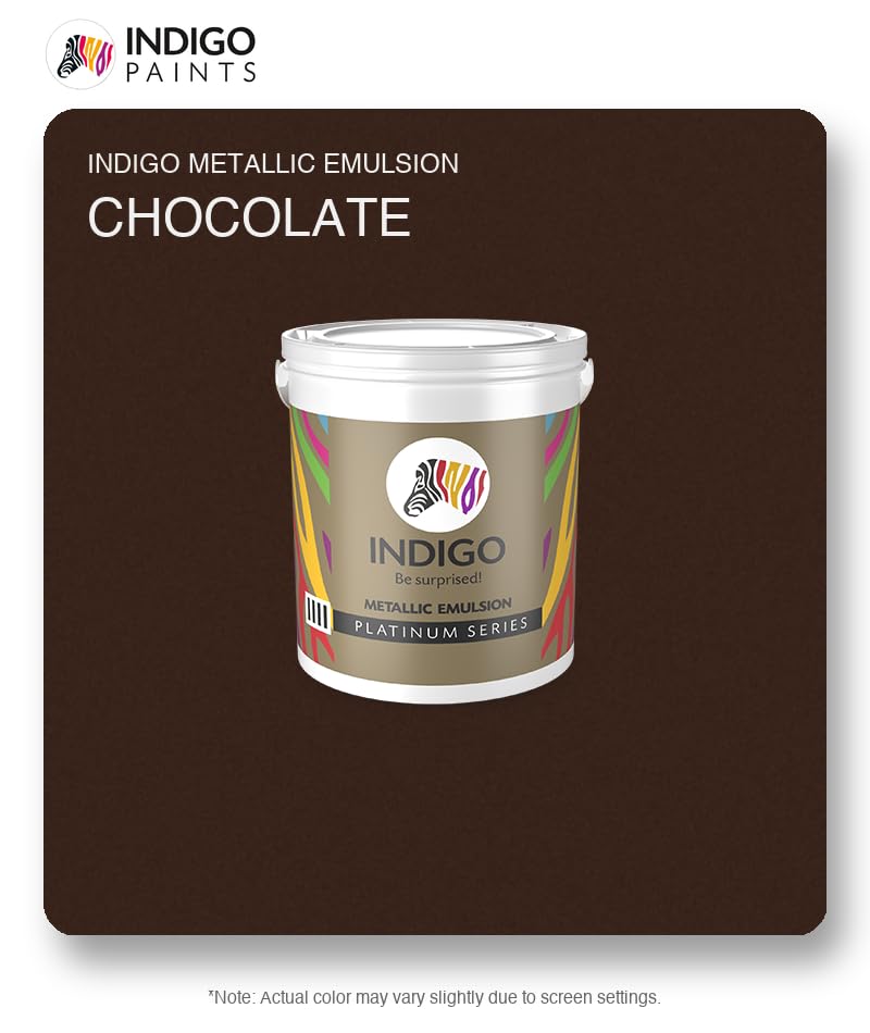 Image of Indigo Metallic Emulsion Platinum Series - Sparkling Metallic Texture Wall Paint | Water-Based | Anti-Fungal & Algae Resistant | Interior & Exterior Use | 10 L Chocolate