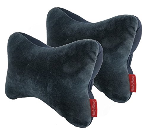 Bookishbunny 2pk Dog Bone Shaped Travel Neck Pillows Micro-Bead Car Bus Truck Driving