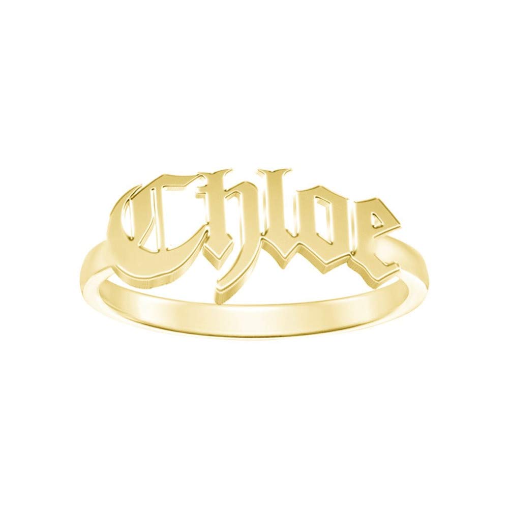 Suxerlry Sterling Silver 925 Personalized Old English Name Ring Custom with Any Name