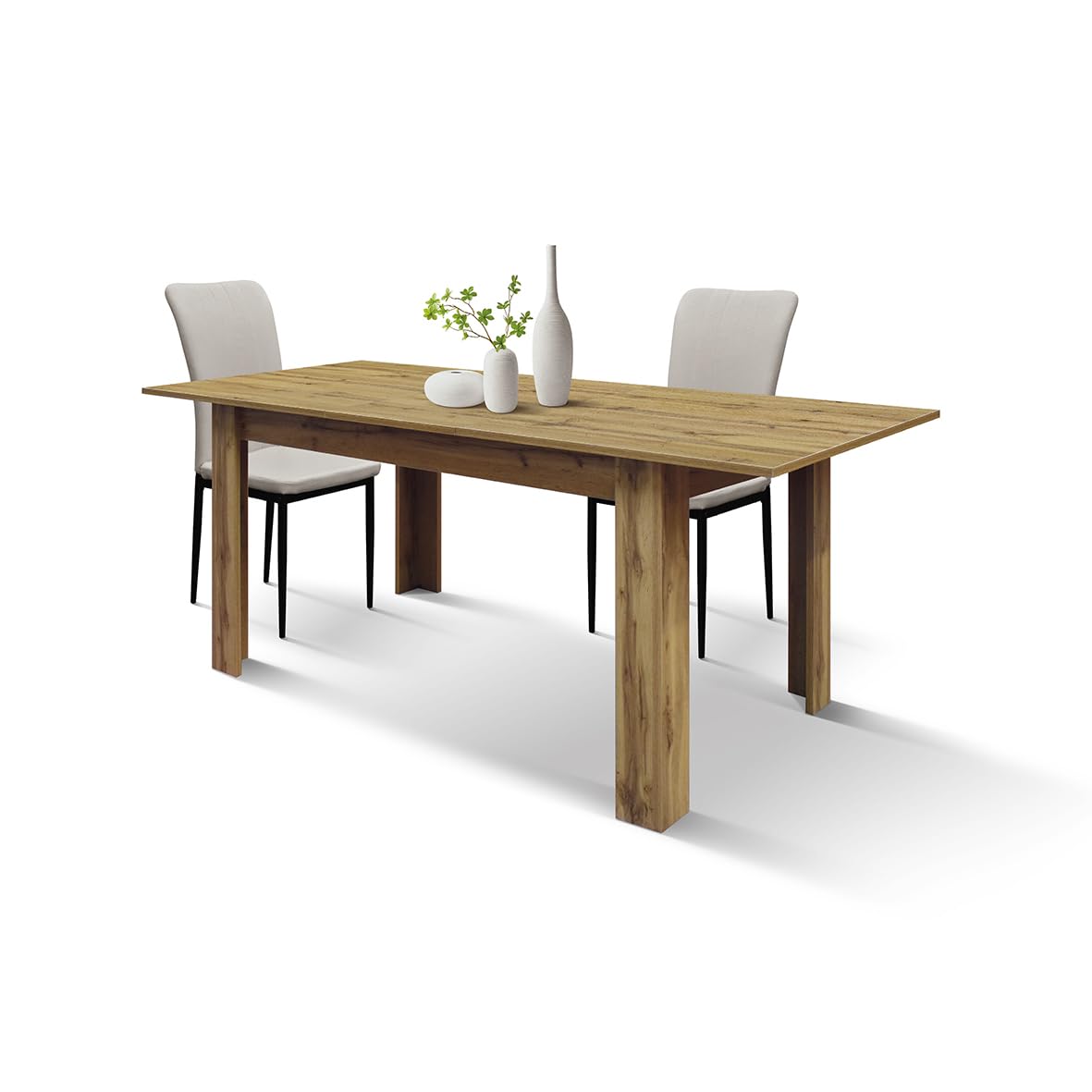 PAZZO DESIGN Tavolo Allungabile Mariano, Piano In Nobilitato Melaminico, Rovere Rustico, Tavolo Da Cucina, 120x80x75 cm, Made In Italy - id_2198