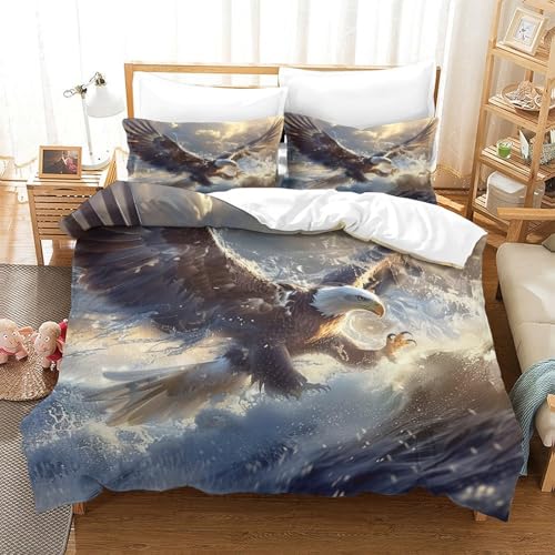 Housse de couette aigle en vol 220x240cm en microfibre imprimée 3D