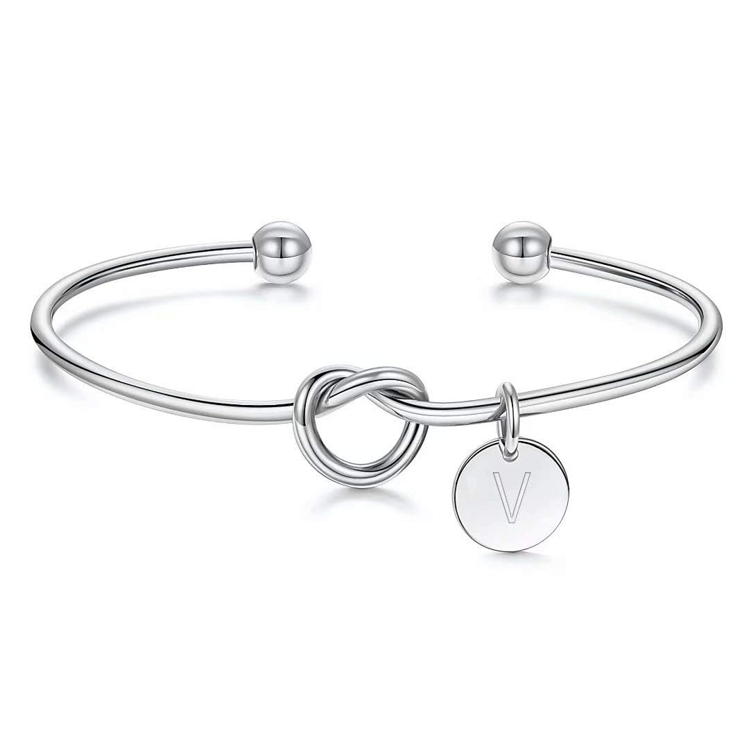M MOOHAM Gold Initial Bracelets for Women, Tie the Knot Letter A-Z Bracelet