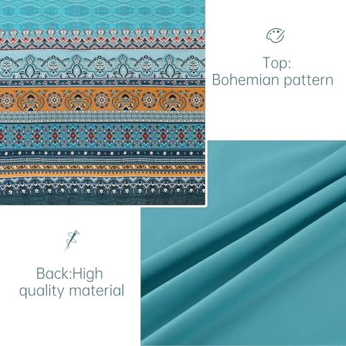 Image of Cottolester Boho Queen Comforter Set 8 Pieces,Teal and Yellow Bohemian Comforter Paisley Striped Bed in A Bag,Soft Microfiber Bedding Set for All Season