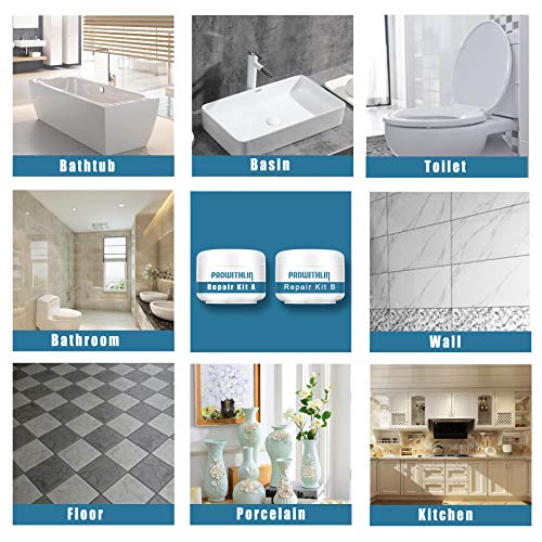 Tub, Tile and Shower Repair Kit, Porcelain Repair Kit Waterproof, Tub and Tile Refinishing kit, Fiberglass Repair Kit, Tile Repair Kit for Tubs, Toilet, Porcelain, Sink Crack (3.5oz White)