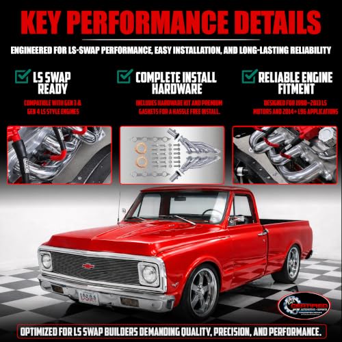 Image of LS Swap Ceramic Coated Shorty Headers High Performance Thermal Barrier Coating Block Hugger Exhaust Headers MLS & Copper Gaskets 2.5 Inch 3 Bolt Collectors Fits 4.8 5.3 6.0 LS1 LS2 LS3 S10 C10 K10