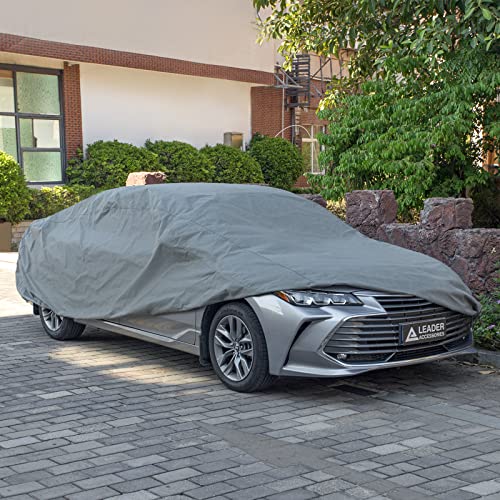 Leader Accessories Full Car Cover Basic Guard 3 Layers UV Protection Breathable Vehicle Cover Universal Fit (Sedan-169"x63"x45",Grey,Indoor) - Image 3