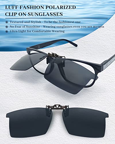 LUFF Polarized Clip On Sunglasses for Men Women Flip up Sunglasses Clips for Myopia Nearsighted Glasses Anti-Glare UV400 Protection - Image 2