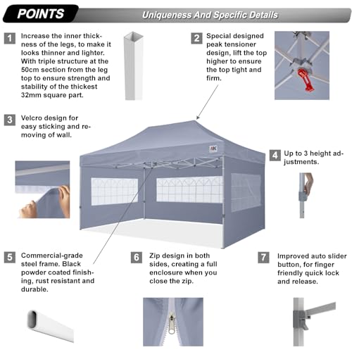 Image of ABCCANOPY Pop up Canopy Tent with Elegant Church Window 8X12,Gray