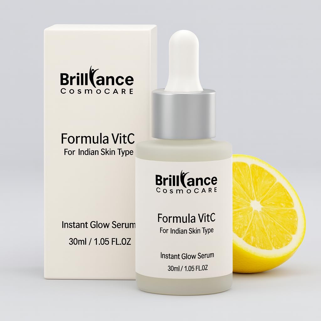 Brilliance Premium Formula VitC Serum | Dermatologist Tested | Vitamin C (AA2G) + Hyaluronic Acid 2% + Niacinamide 5% | For Bright, Glowing & Radiant Skin, Spot Reduction, UV Protection | 30ml