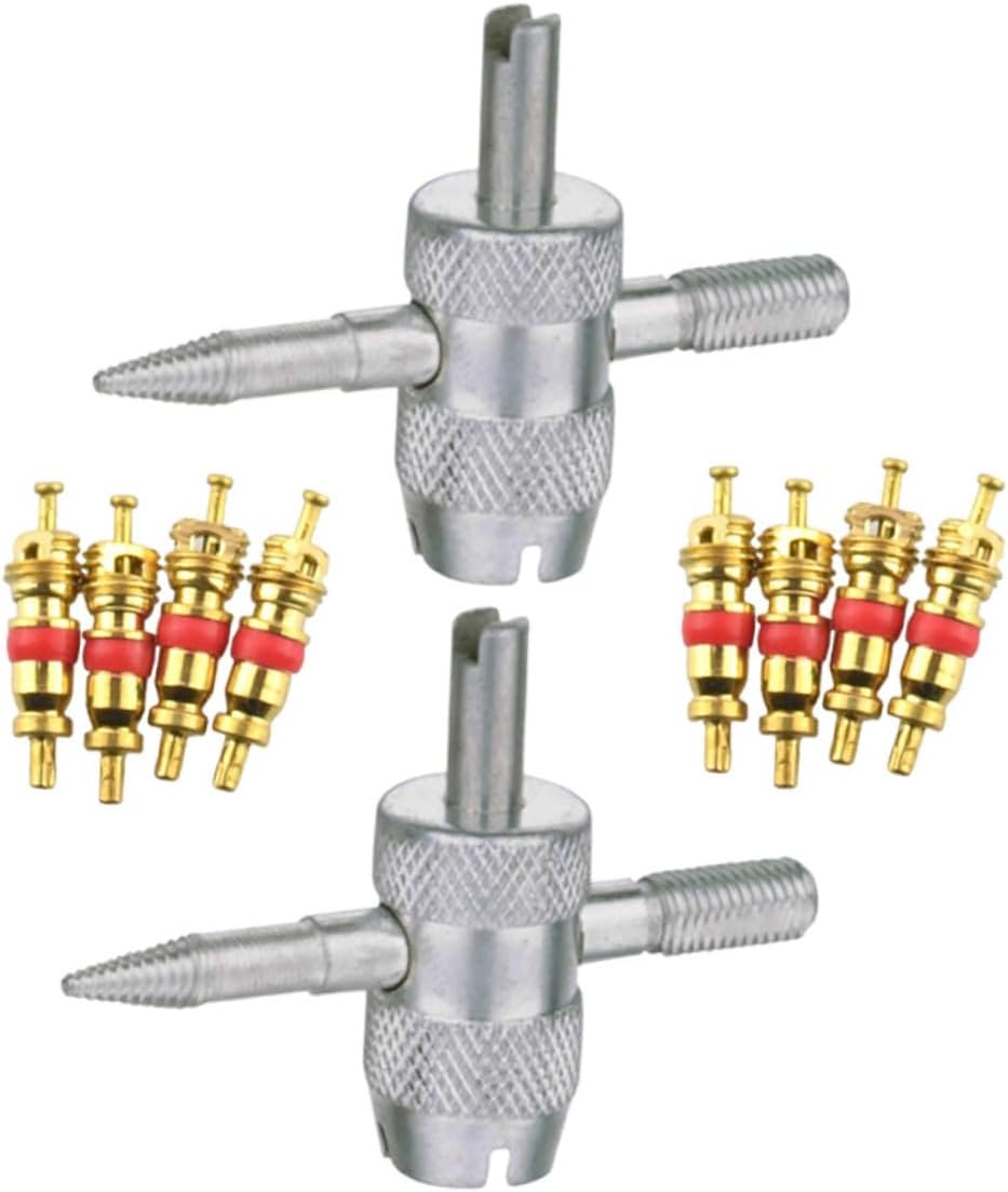 BESPORTBLE 2sets Multifunctional Tire Valve Core Remover and Installer Tool Kit for Easy Tire Maintenance and Replacement Compatible Cars and Includes Valve Cores
