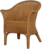 korb.outlet Rattan-Sessel Esszimmersessel Korb-Sessel Rattanmöbel Rattansessel Rattanstuhl mit Armlehnen Lounge Flechtsessel (Honig-Dunkel)