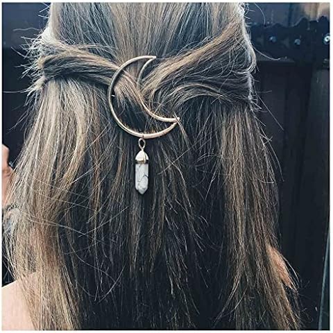Inilbran Boho Moon Hair Clip with Crystal Cover