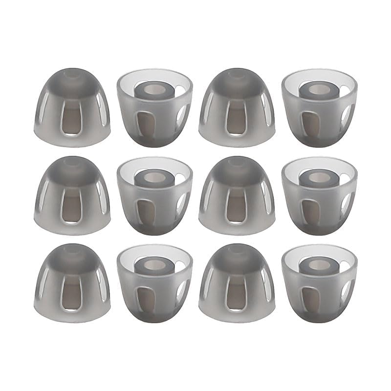 12PCS Hearing Aid Dome Earphone Accessories, Alternative Soft Silicone Black Removable Earplugs for Moderate Seniors Hearing Impairment (M)